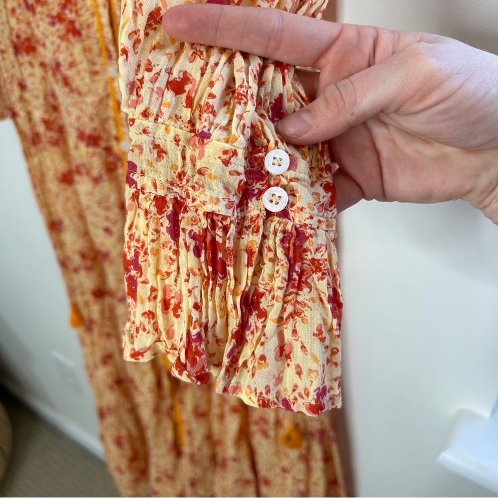 Poupette St. Bart Rita Floral Maxi Dress Pink Yellow Size Medium - Picture 8 of 12